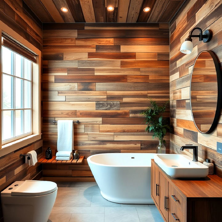 reclaimed wood panels for bathroom