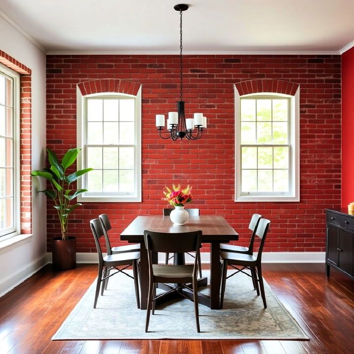 red brick wall for dining room