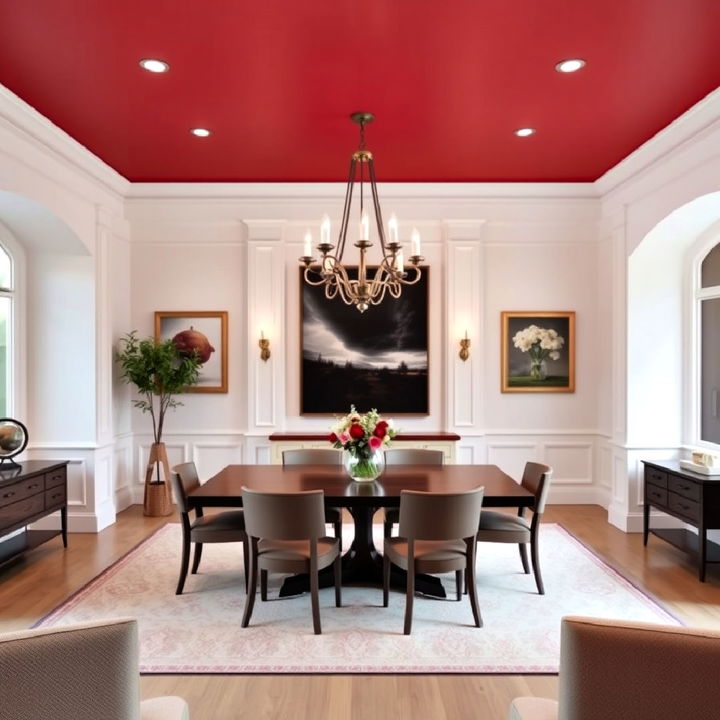 red ceiling for dining room