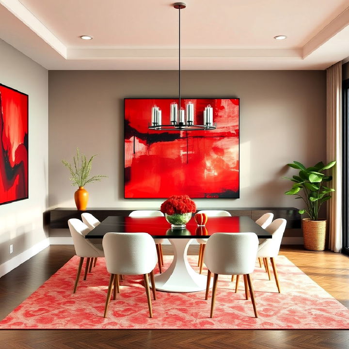 red themed artwork for dining room