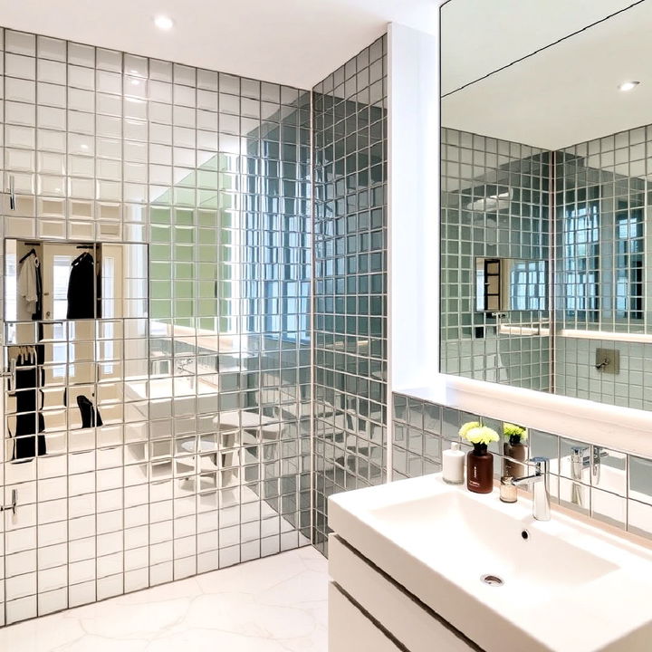 reflective mirror tiles to bring a modern feel to bathroom