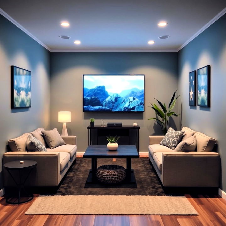 relaxing zen gaming nook for basement