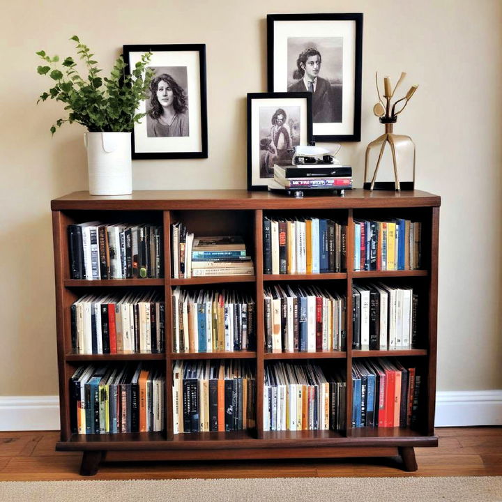 repurposed furniture for vinyl storage