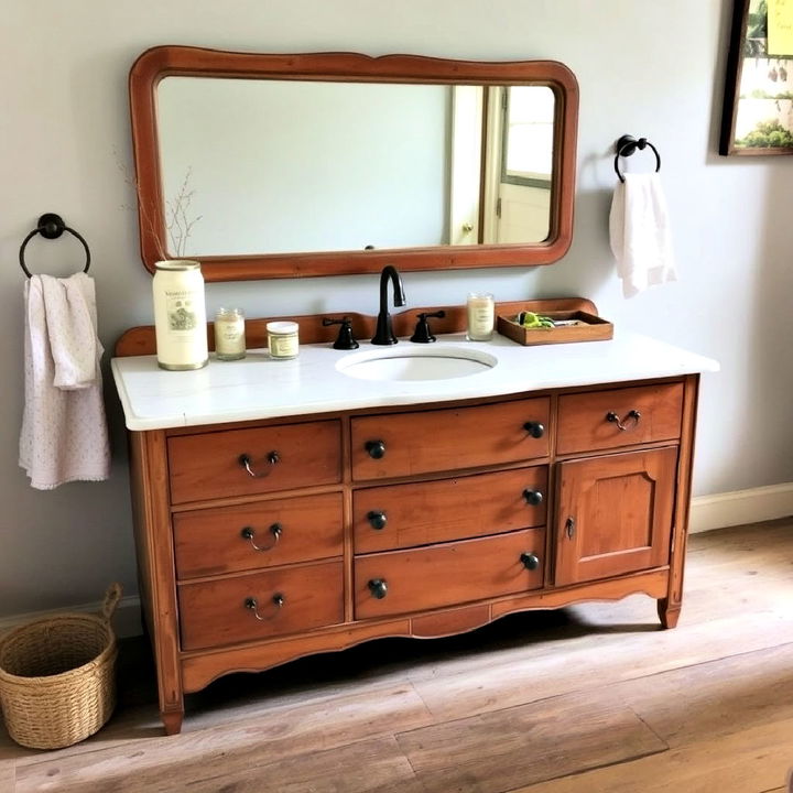 repurposed furniture rustic bathroom vanity