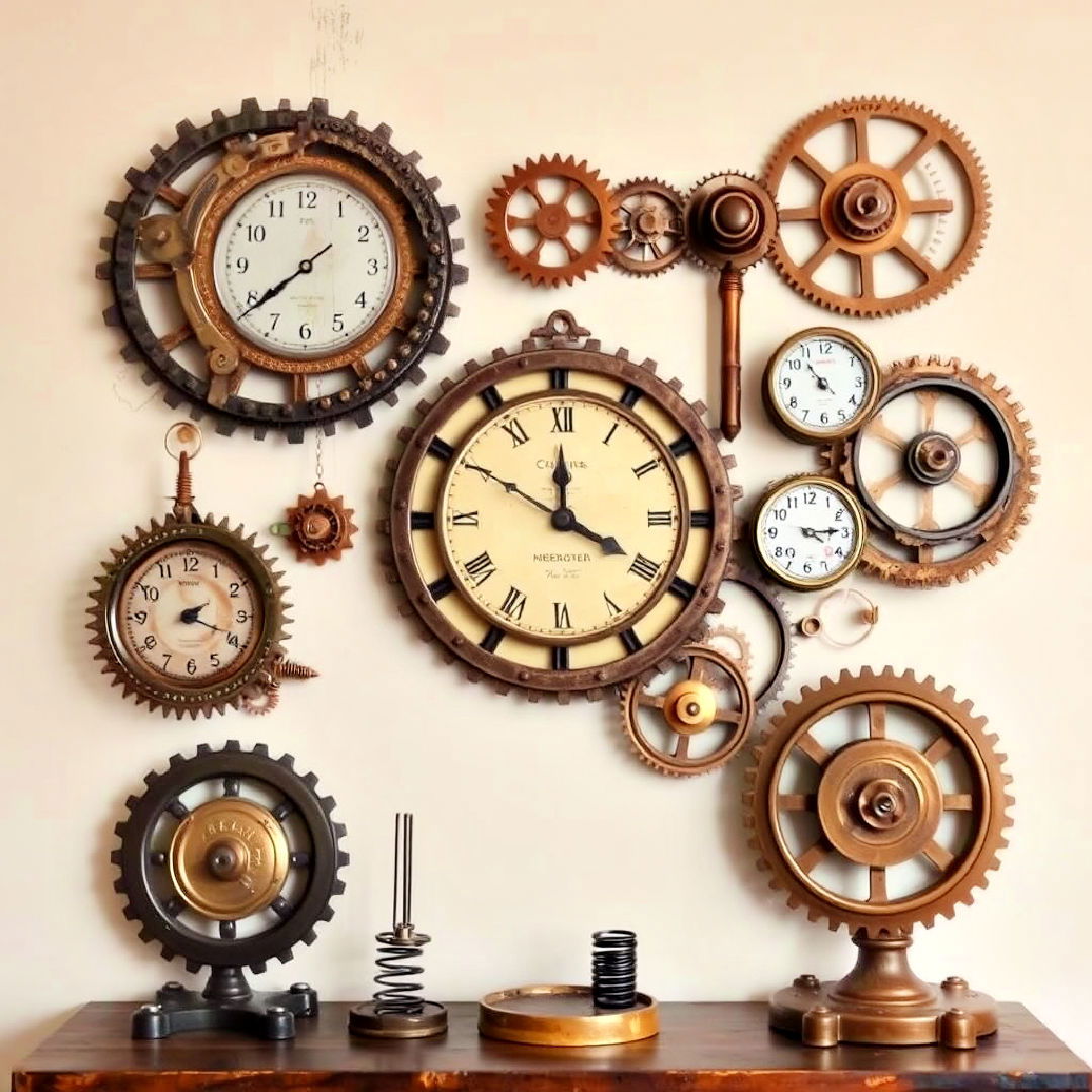 repurposed mechanical parts as steampunk décor