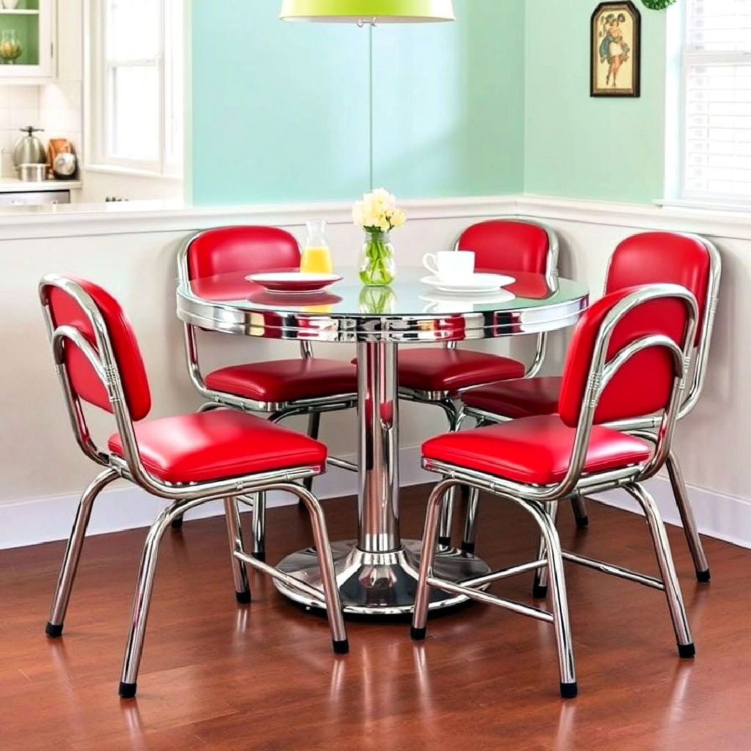 retro dinette set with chrome accents for small kitchen