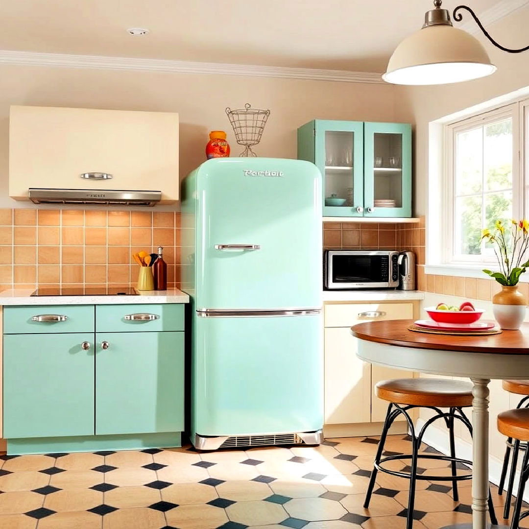 retro style refrigerator for 1950s kitchen