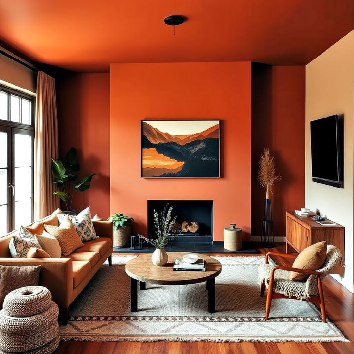 rich earth tones living room to set the mood