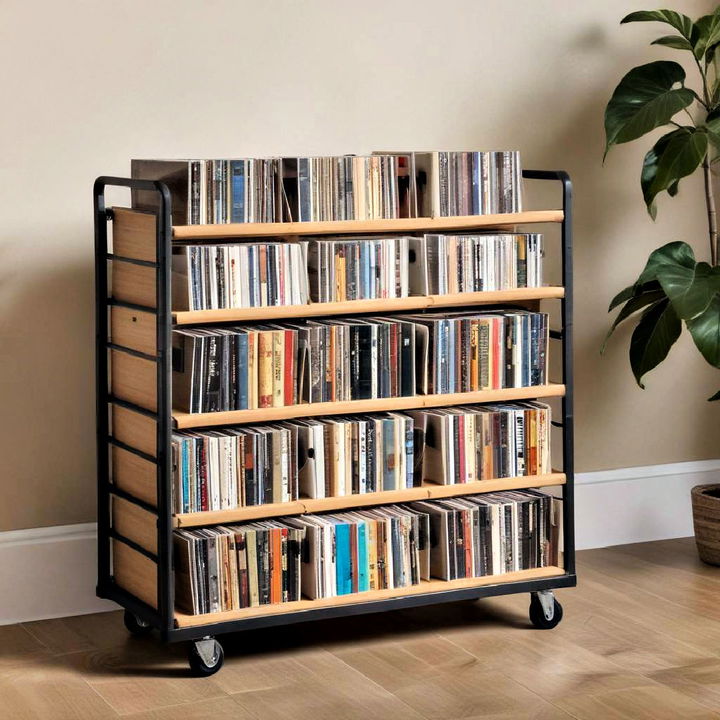 rolling cart for vinyl storage