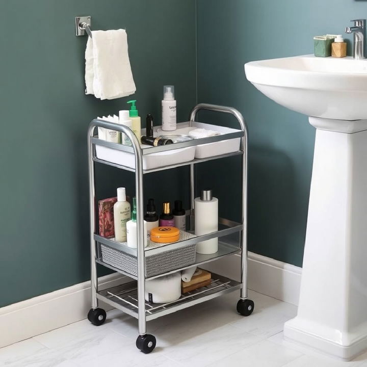 rolling cart pedestal sink storage