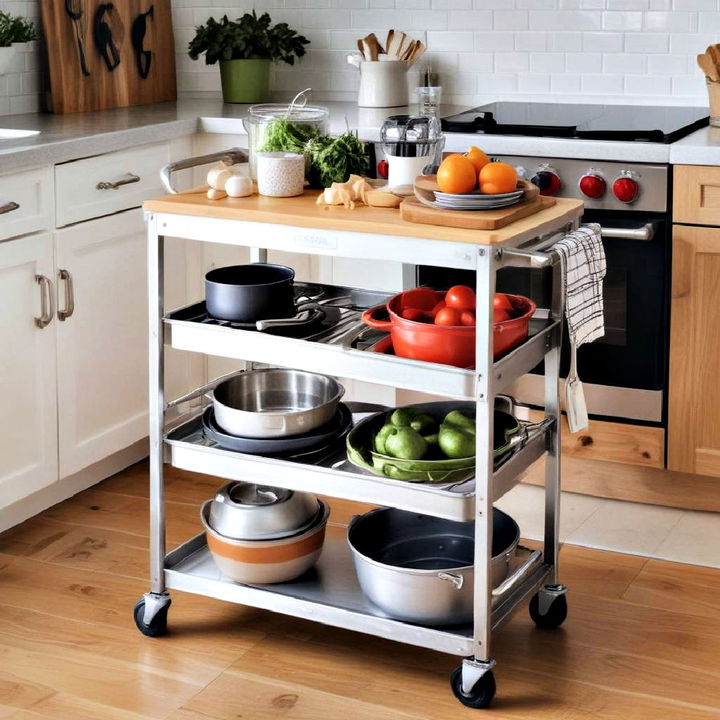 rolling cart pots and pans storage