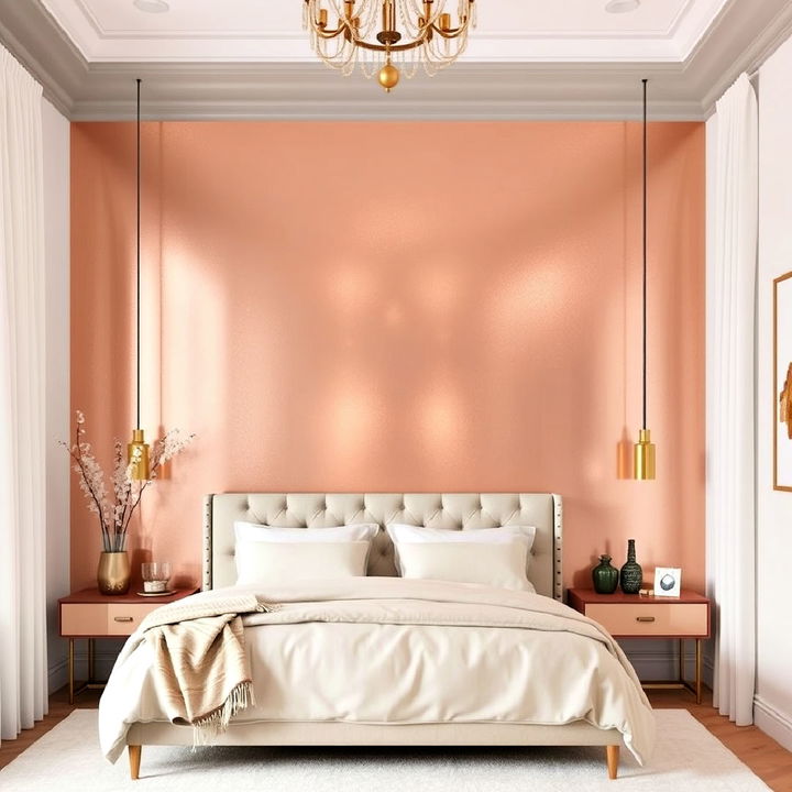 rose gold accent wall for bedroom