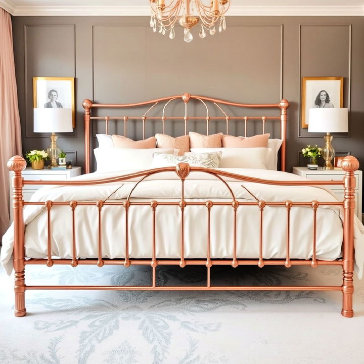 rose gold bed frame for bedroom