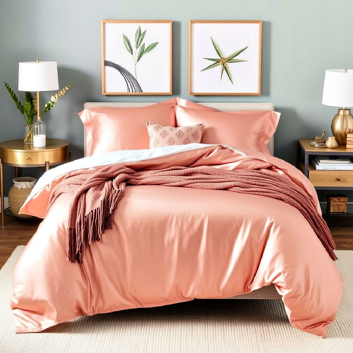 rose gold bedding accents for bedroom