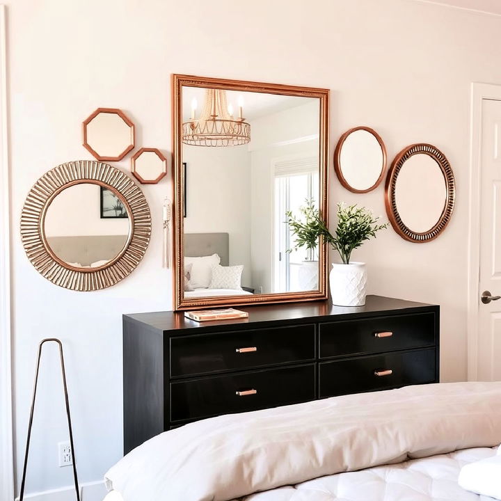 rose gold decorative mirror for bedroom