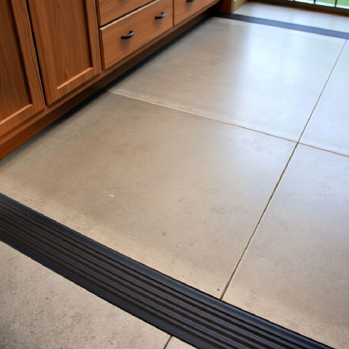 rubber strips into concrete floors