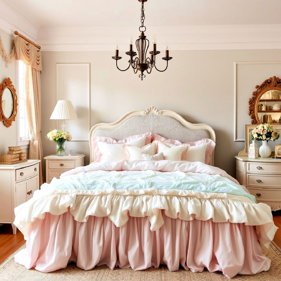 ruffled bedding for grandmillennial style bedroom