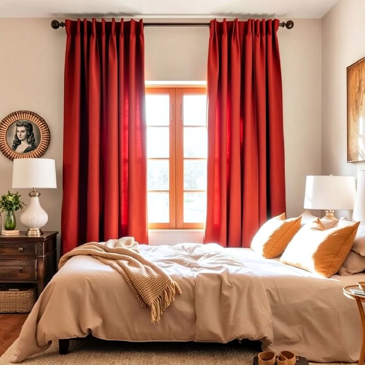 rust toned curtains for bedroom