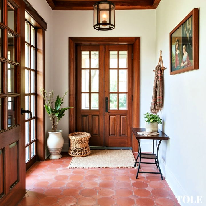 rustic and inviting terracotta tile floor