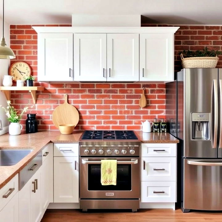 rustic and modern red brick accent wall