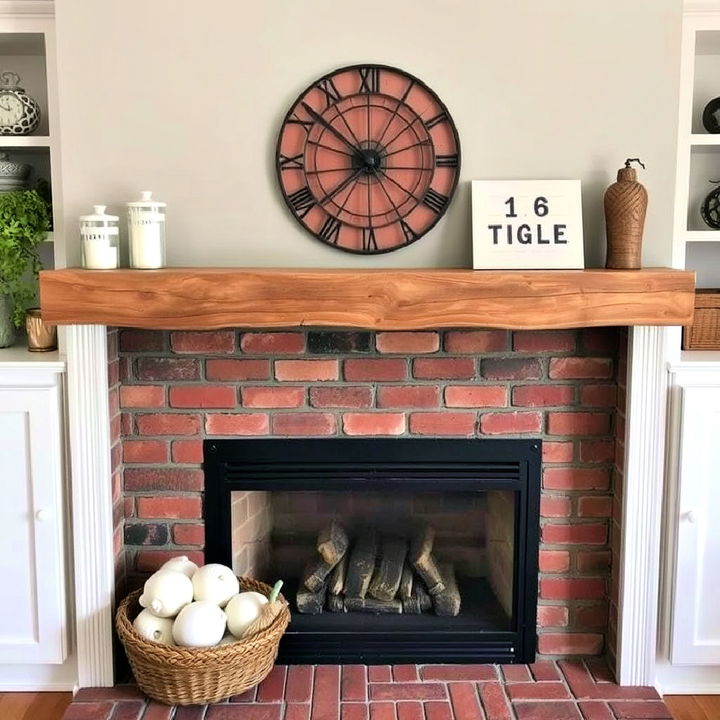 rustic brick fireplace backsplash