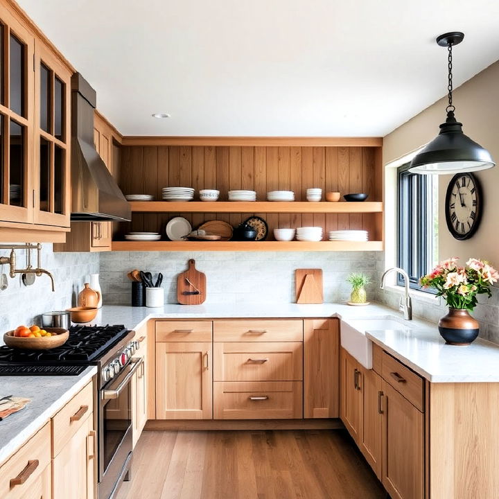 rustic charm with a modern twist white oak cabinets