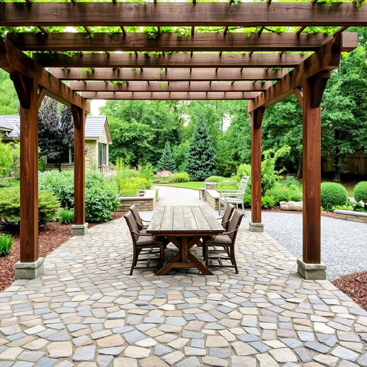 rustic cobblestones pergola flooring