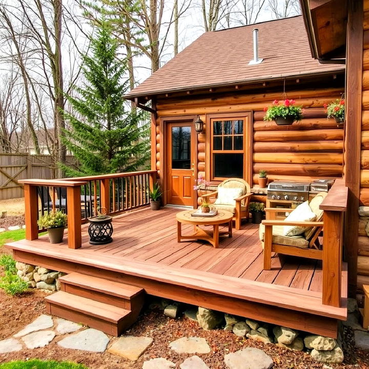 rustic ground level deck