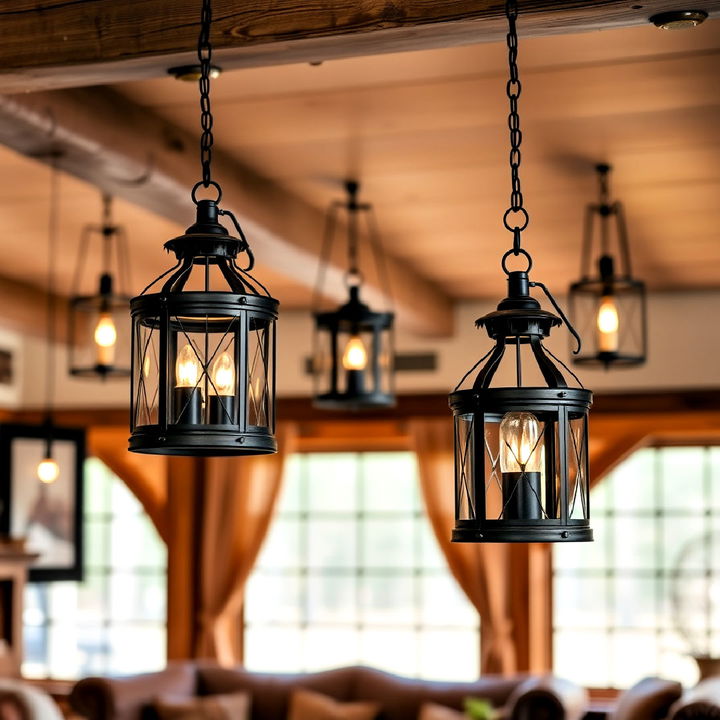 rustic hanging lanterns for hunting room