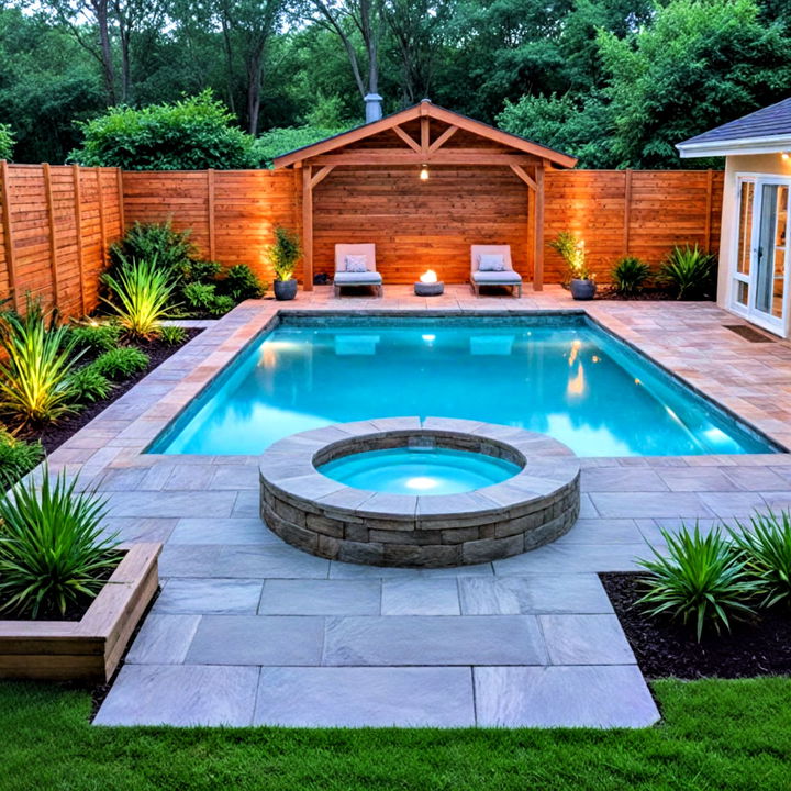 rustic timber sleeper pavers for pool area