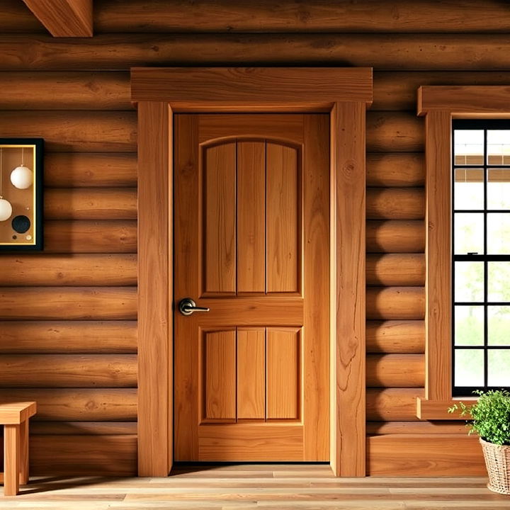 rustic wood door trim to bring warmth and texture