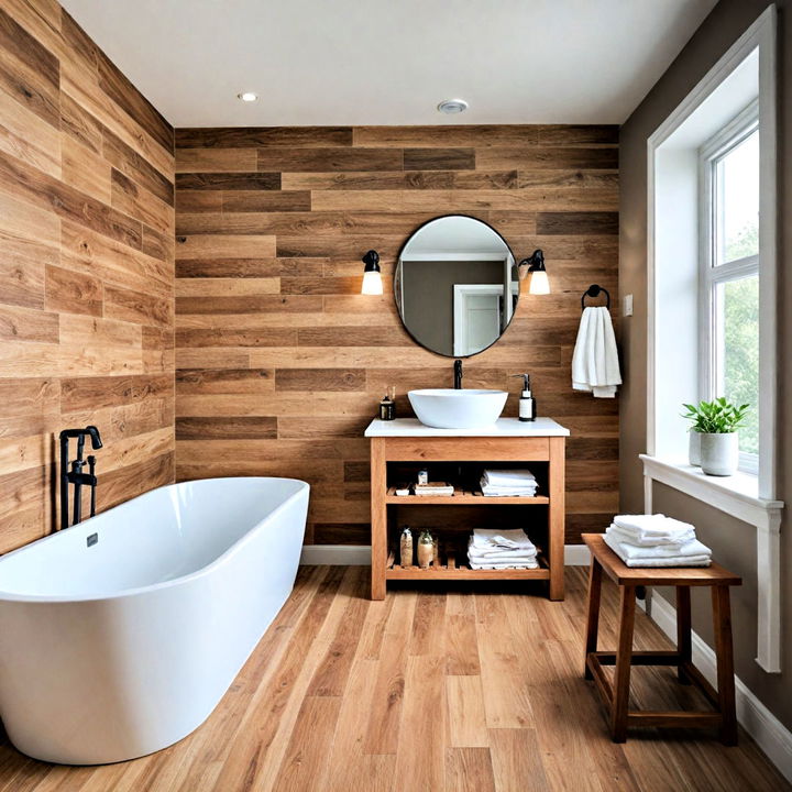 rustic wood look bathroom tiles