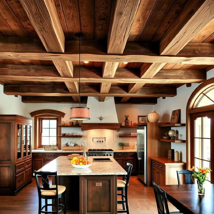 rustic wooden beams to add depth