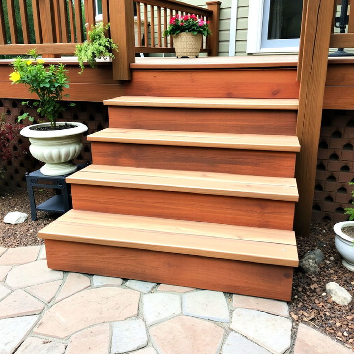 rustic wooden deck steps