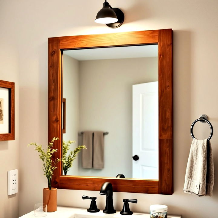 rustic wooden frame mirror