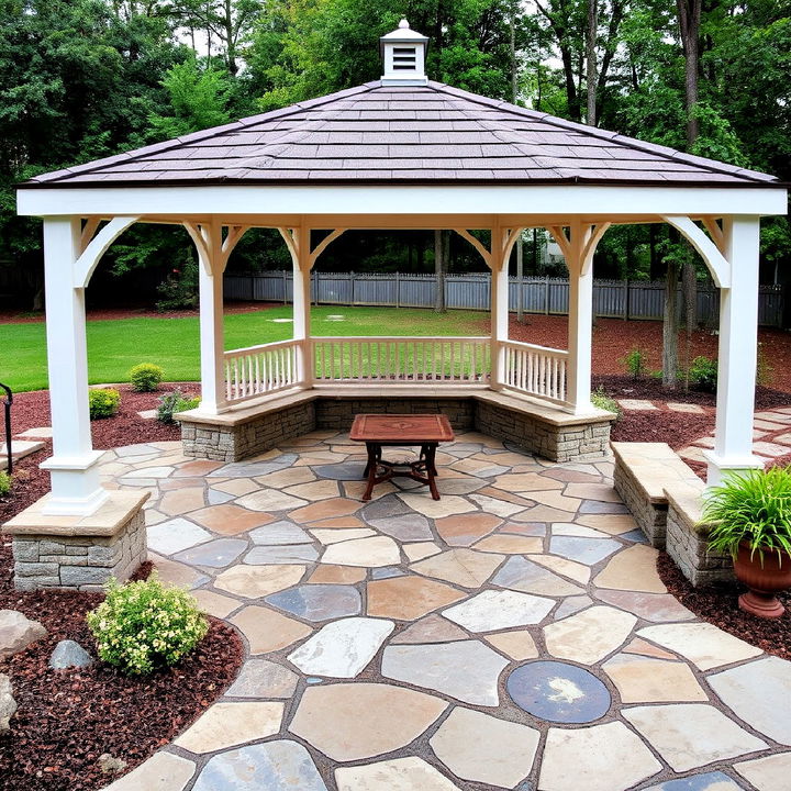 rustic yet refined flagstone flooring