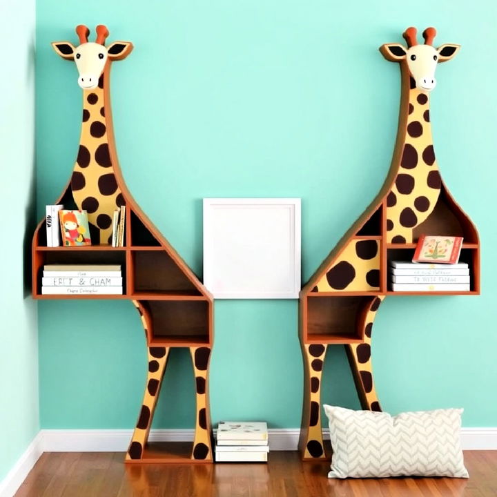 safari themed bookshelves for nursery