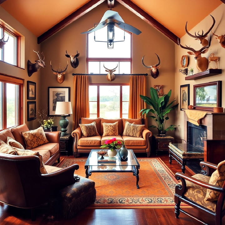 safari themed exotic trophy room