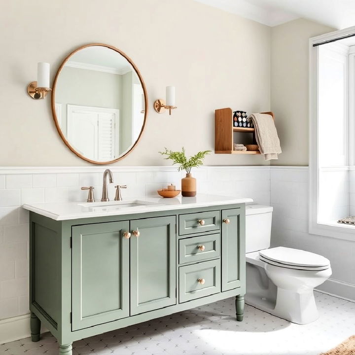 sage green vanity bathroom