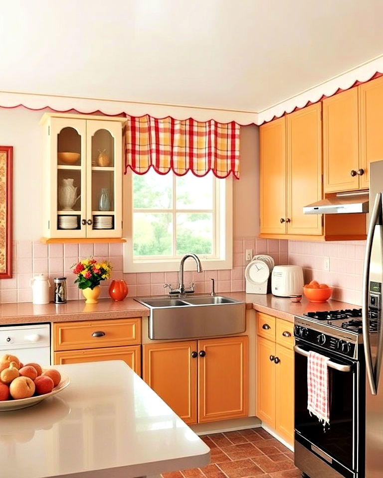 scalloped cabinet trim for 1950s kitchen