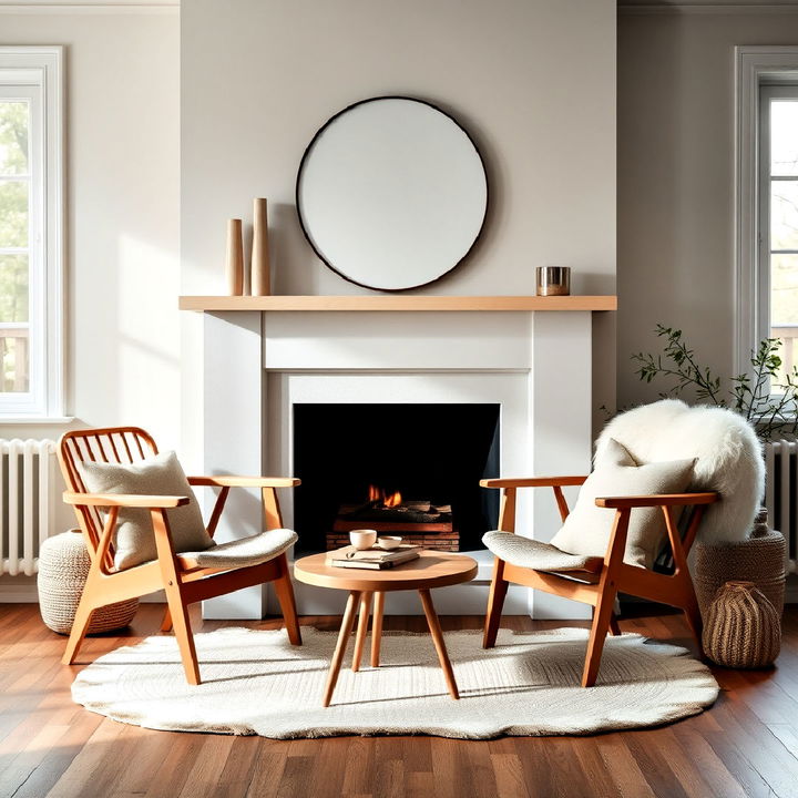 scandinavian simplicity fireplace seating