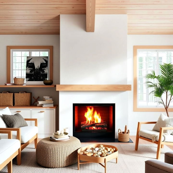 scandinavian style fireplace