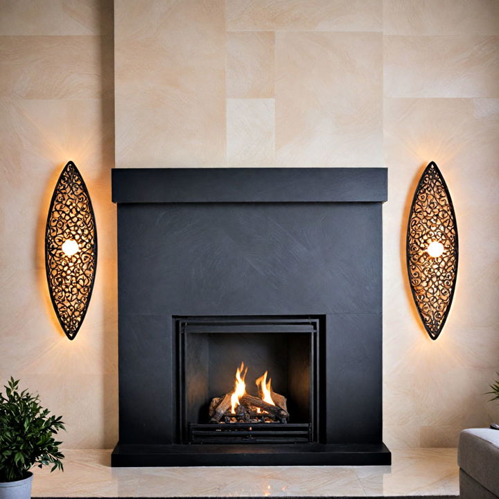 sculptural fireplace sconces to make a statement