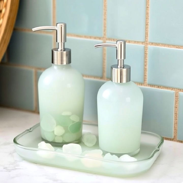 sea glass accessories for tropical bathroom