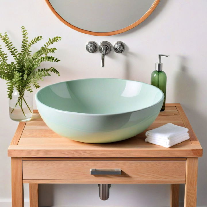 seafoam green sink basin for powder room