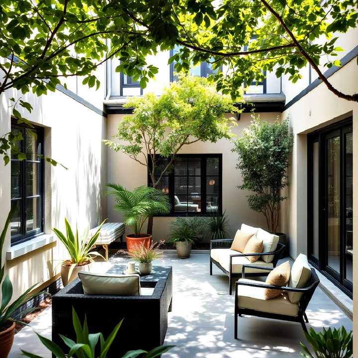 shaded courtyard in tudor for outdoor living