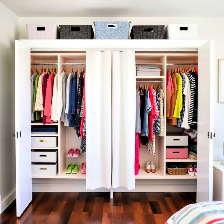 shared closet with dividers