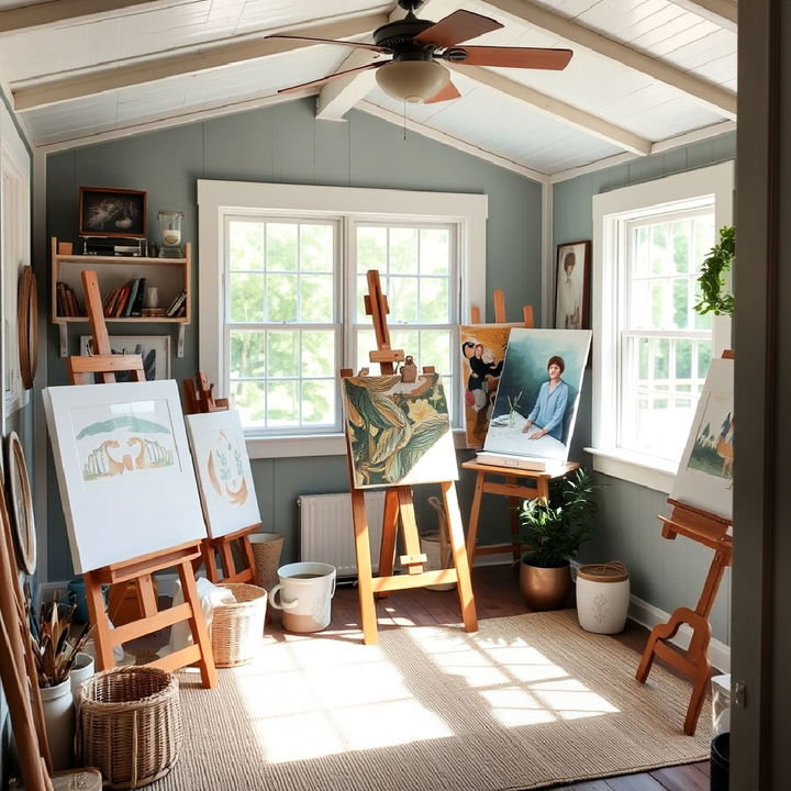 she shed interior artistic studio