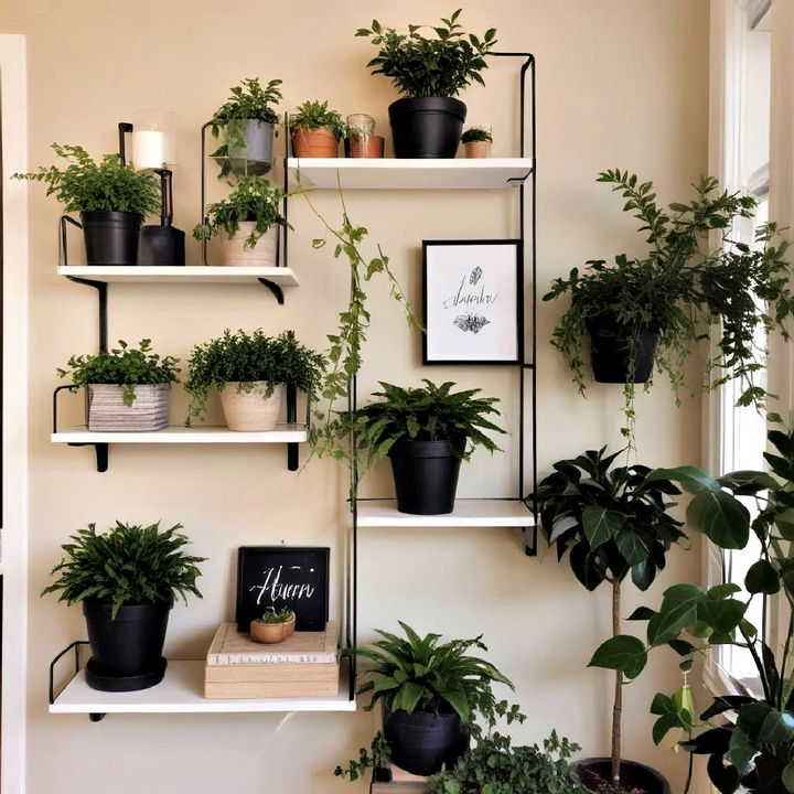 shelves with plants for small spaces