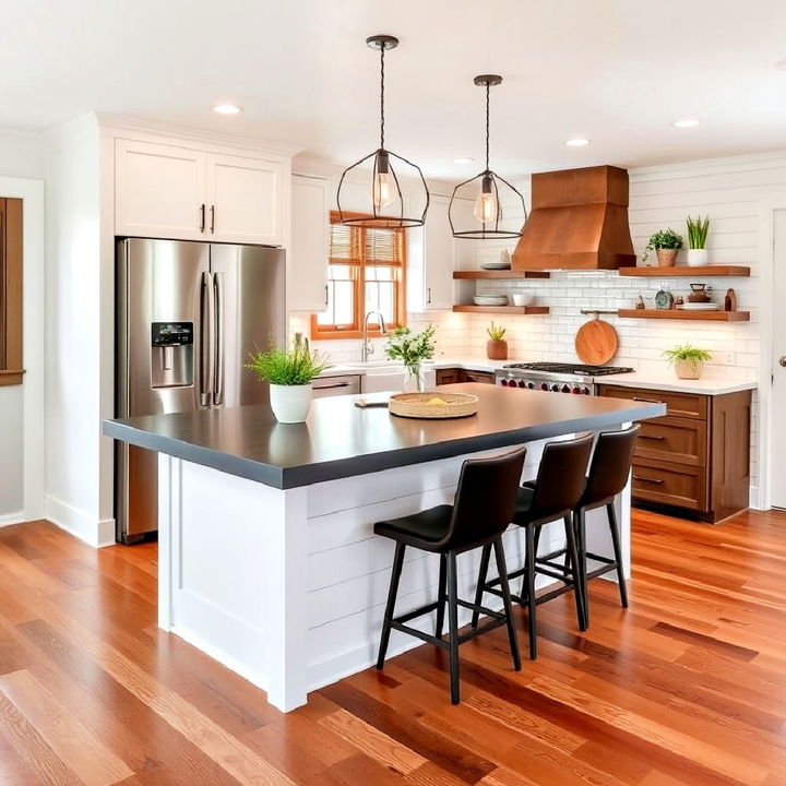 shiplap island with contrasting countertop